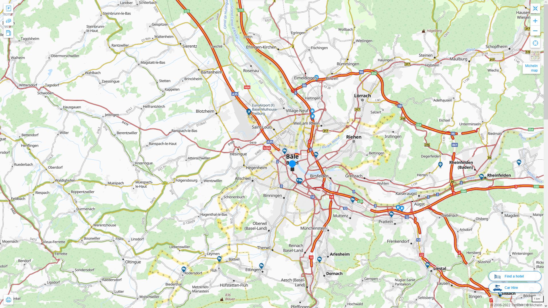 Basel Highway and Road Map
